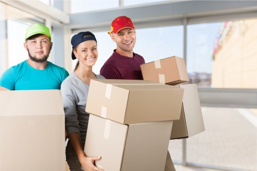 Business furniture and equipment prepared for a Putney office move