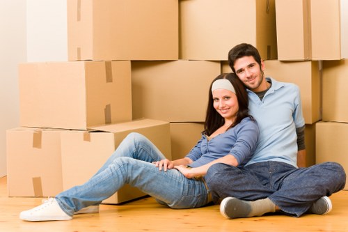 Carefully wrapped furniture ready for house removals in Putney