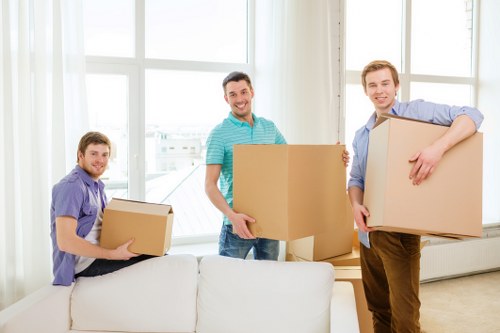 Organised packed boxes ready for moving day in Putney